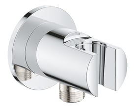Grohe Vitalio Universal vægudtag med holder i blank krom med 1/2" gevind og plads til bruserhåndtag.
