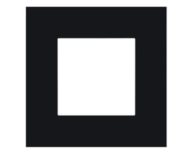 Niko Pure 1-moduls ramme i sort stål med et rent, firkantet design præsenteret på sort baggrund.