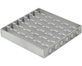 BLÜCHER Industrial ribberist 200x200mm i syrefast rustfrit stål AISI 316L/EN1.4404 med en 168x168mm risteoverflade.