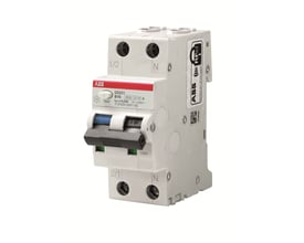 ABB Kombiafbryder DS201 C10 A300, 10A, 300mA, 1P+N, med C-karakteristik og testknap.