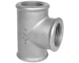 Georg Fischer galvaniseret tee T-stykke i støbejern med 90° afgrening og 3 x 2" indvendige gevindmuffer.