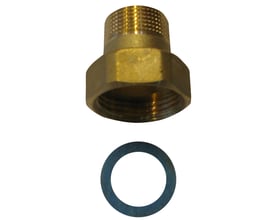 Danfoss gevindnippel til AB-QM ventiler, 1" omløber x 3/4" nippel i messing med en pakning.