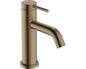 Hansgrohe Tecturis S 80 håndvaskarmatur i børstet bronze med et enkelt greb og en kompakt udformning.