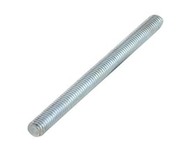 Walraven gjengestang M10x50 mm i elforsinket stål, sett på skrå med gjenger og en rund ende synlig.