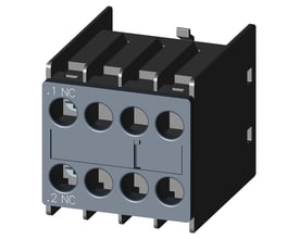 Siemens hjælpeblok 3RH2911-1HA01 med 1NC kontakt og skrueklemmer, kompatibel med S00 og S0 kontaktorer.