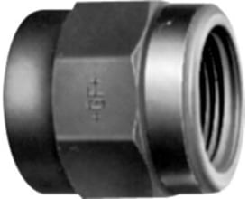 Georg Fischer PVC overgangsmuffe 25 mm x 3/4" med klæbemuffe og indvendigt gevind, PN16, med forstærkningsring i rustfrit stål.