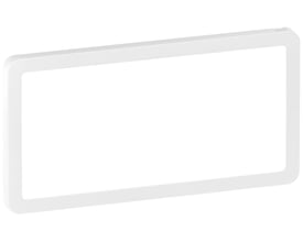 LK FUGA Slim designramme i hvid, 1x2 modul uden midtersprosse, vist forfra på hvid baggrund.