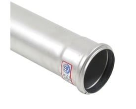 Blücher EuroPipe afløbsrør i rustfri syrefast stål AISI 316L, Ø110 mm og 150 mm længde, med producentens mærke og specifikationer synlige.