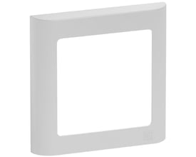 LK FUGA Soft 63 designramme i lysegrå med en 1-moduls åbning, viser den glatte overflade og LK logo.