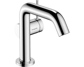 Hansgrohe Tecturis S 110 Fine håndvaskarmatur i krom med 1-grebs betjening og push-open bundventil, isoleret på hvid baggrund.