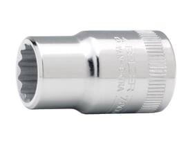 Bahco 1/2" sekskant topnøgle i 21mm størrelse, fremstillet af højglanspoleret højtlegeret stål med rulleteret greb.