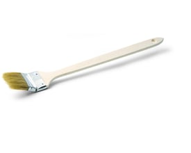 Schuller Eh'klar radiatorpensel med 37mm bredde, et bøjet metalhoved og lyse kinabørster på et ovalt træskaft med ophængshul.