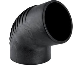 Geberit Silent-db20 afløbsbøjning på 67 grader med 110 mm diameter, fremstillet i gråsort PEH materiale med synlige riller.