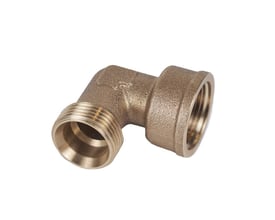 Roth vinkel til rørgevind i messing, 3/4" euro-konus x 3/4" muffe, fremstillet i rødgods.