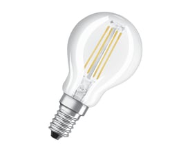 Ledvance E14 krone LED-pære klar med 4W og 470lm, 2700K varmt lys, 5-pak.