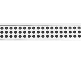 Unidrain ClassicLine rist i børstet rustfrit stål med 700 mm længde og et klassisk design med mange små runde huller.