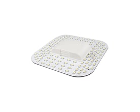 LEDlife 9 W 2D LED-kompaktrør med GR8q-sokkel, vist skrått med lysdiodene og den sentrale tilkoblingen synlig.