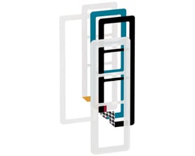 LK FUGA Choice designramme 3½ modul i klar plast med udskiftelige farver som hvid, blå og sort.