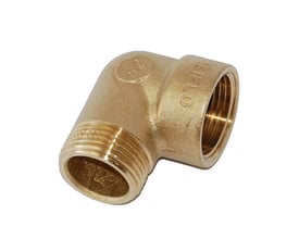 Isiflo 90 graders vinkel i messing med 1 1/4" muffe og nippel til VVS-installationer og tryk op til 10 bar.