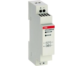 ABB CP-D 24/0.42 strømforsyning, en 1-faset switch-mode model med DC ON og DC LOW indikatorer.