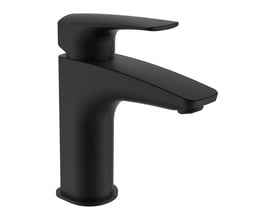 Laufen Laurin håndvaskarmatur i mat sort PVD med 1-grebs betjening og et fremspring på 106mm.
