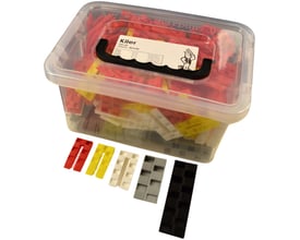 Harpun kilesortiment med 240 assorterede plastkiler i en gennemsigtig kasse, herunder rød, gul, hvid, grå og sorte kiler.