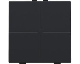 Niko 4-tryk betjeningsknap i sort, med fire separate trykflader til lysstyring og scenarieaktivering.