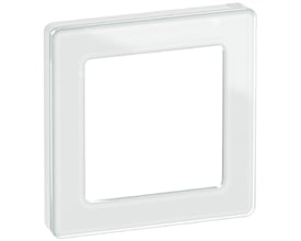 LK FUGA Pure designramme i hvidt glas, 1 modul, med en ren og minimalistisk æstetik, klar til installation.