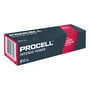 Emballagen til Duracell Procell Intense Power 9 V-batterier med rød markering for enheder med højt strømforbrug.