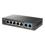 D-Link DMS-107 unmanaged switch med 6 multi-gigabit porte og LED-indikatorer på en hvid baggrund.