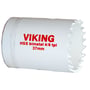 Viking HSS-bimetallhullsag på 65 mm sett vannrett fra siden med rød tekst på kroppen og sagtenner langs kanten.
