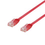 DELTACO U/UTP Cat6 fladt patch kabel, halogenfri, 0,3 meter, rød
