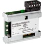 Nærbillede af Danfoss Profibus Option A FC300 Series MCA101, der viser label med information og monteringsdetaljer.