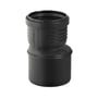 Geberit Silent PP reduktion med dimensionerne 90 x 75 mm i sort polypropylen, designet til lydisolering i afløbssystemer.