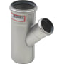 Blücher EuroPipe grenrør 45 grader i rustfrit stål AISI 304 med dimensioner Ø82 x Ø50 mm, vist mod hvid baggrund.