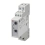 Carlo Gavazzi nivåkontroller CLD2EB1BU24 sett nærmere skrått forfra med diagram og synlige innstillinger.