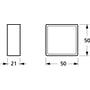 Måltegning af LK FUGA Baseline 50 ramme, der viser dimensionerne 50x50 mm med en dybde på 21 mm.
