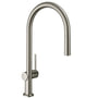 Hansgrohe Talis M54 210 køkkenarmatur med udtrækstud i børstet rustfri stål, C-tud og 1-grebs betjening.