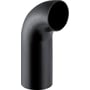 Geberit PEH bøjning 110 mm 90 grader i sort plast med synligt Geberit logo og målestreger på overfladen.