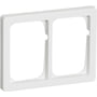 LK FUGA Baseline 63 vandret dobbelt ramme i hvid, viser to 1½ modul åbninger på en ren hvid baggrund.