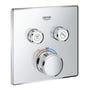 Grohe Grohtherm SmartControl indbygningstermostat i krom med to knapper til funktion og en drejeknap til temperaturkontrol op til 38 grader.