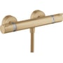 Hansgrohe Ecostat Comfort brusearmatur i børstet bronze, vist frontalt med tydelige markeringer for temperatur og greb.