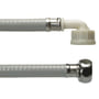 Grå NEOPERL vaskemaskineslange, 2500 mm lang, med en lige 1/2" omløber og en vinklet 3/4" omløber. PVC-materiale.