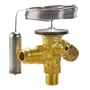 Danfoss TES2 ekspansjonsventil for R404A/R507 sett skrått fra siden med tydelige tilkoblinger og følerbeholder.
