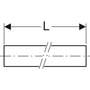 Illustrativ tegning af Geberit FlowFit ML rør med angivet længde 'L' og dimensioner.