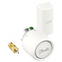 Komplet Danfoss Aveo termostatsæt med fjernføler, hvid kappe og messing adapter, klar til installation.