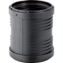 Geberit Dobbeltmuffe PP Silent i sort plast med en rørdimension på 32mm, vist på hvid baggrund.