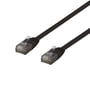 DELTACO U/UTP Cat6 fladt patch kabel, halogenfri, 0,3 meter, svart