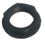 Sort plastmutter fra Carlo Gavazzi til VR-VN-føler, 1 1/2", sett skrått ovenfra med sekskantet utside.