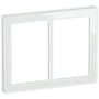 LK FUGA Pure vandret dobbelt designramme, 2x1½ modul, i en ren hvid farve med en blank overflade.